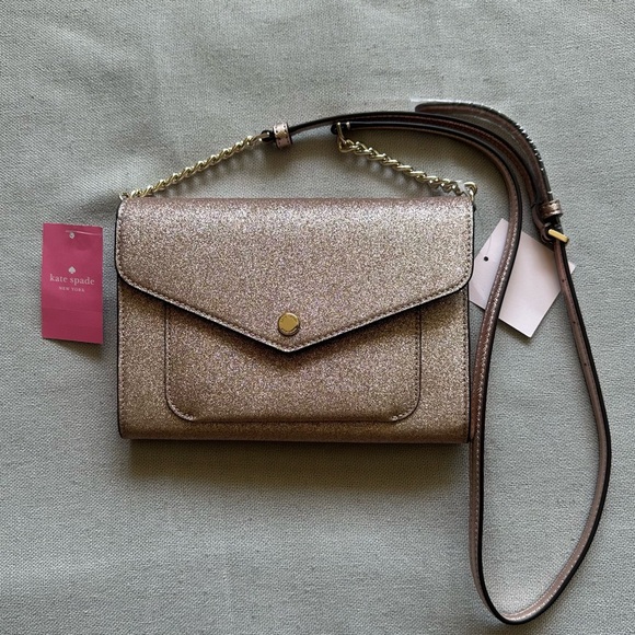 Kate Spade Tinsel Flap Rose Gold Crossbody Purse - Picture 2 of 11